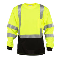 Cordova Long Slv Black Btm Class 3 Tee Lime