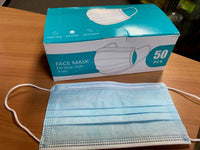 Disposable Face Masks 3 Ply, 50 box