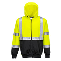 Portwest Hi-Vis Two-Tone Class 3 Zipped Hoodie Yellow/Black UB315